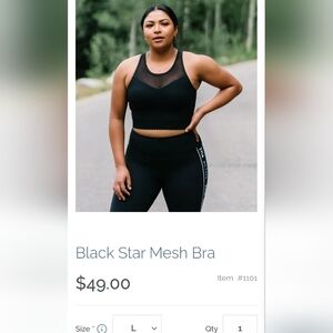ZYIA Black Star Mesh Sports Bra Large